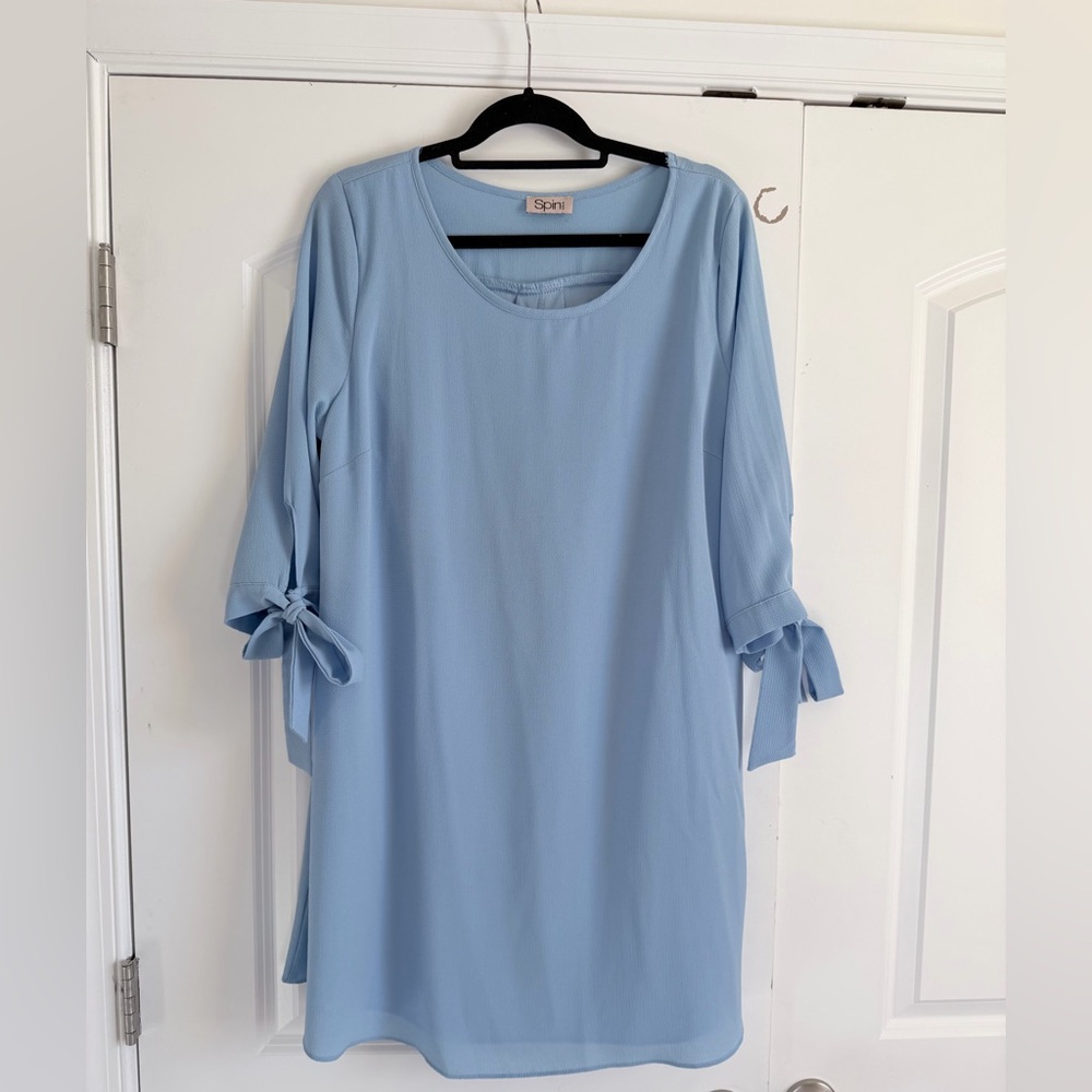 Blue periwinkle dress with bow sleeves